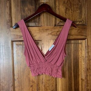 Urban Outfitters Pink Ruched Crop Tank Top